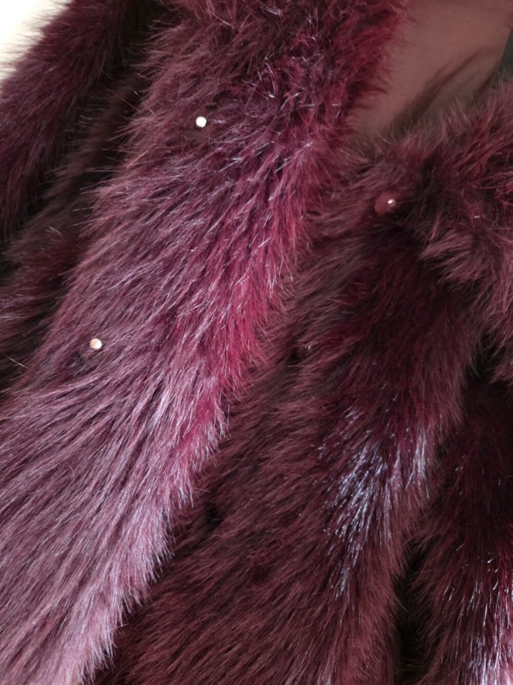 Simply VERA WANG Size M lined jacket Excllnt! burgundy faux fur w/SNAPS classy~ - Picture 5 of 10